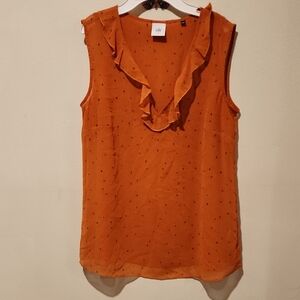 ❤️ CABI FLOWY RUFFLE NECK SLEEVELESS BLOUSE / TOP, SMALL
